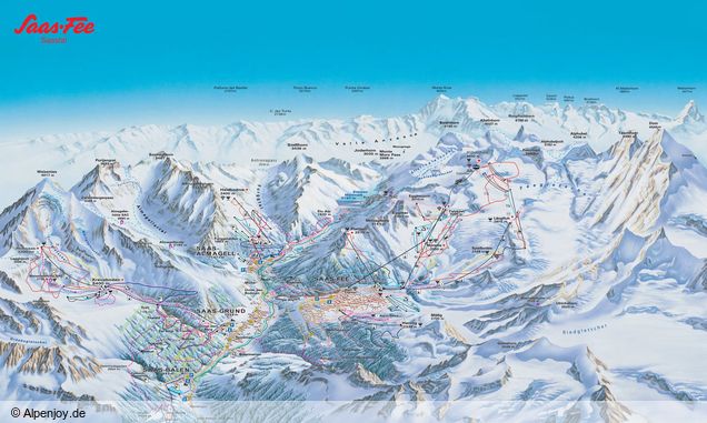 Plan des pistes Vallée de Saas