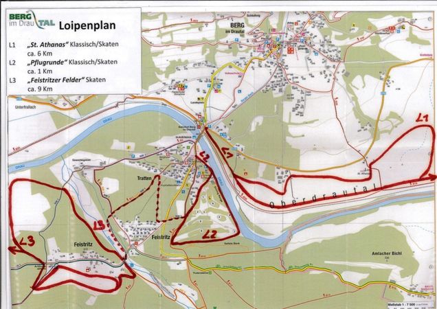 Plan des pistes de ski de fond Berg im Drautal