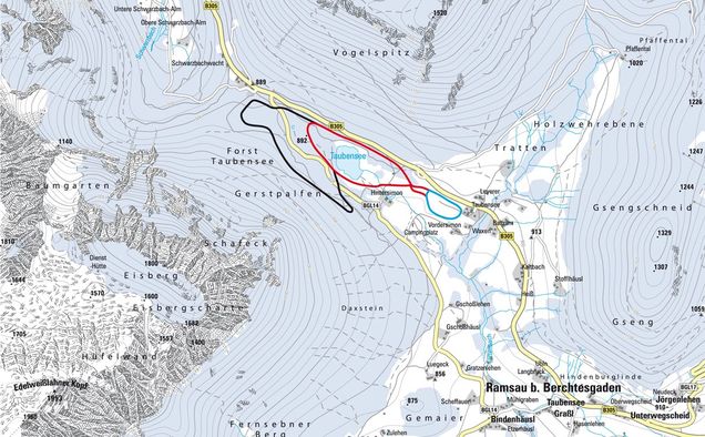 Plan des pistes de ski de fond Ramsau