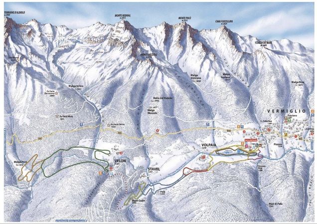 Harta pârtiilor schi fond Passo del Tonale