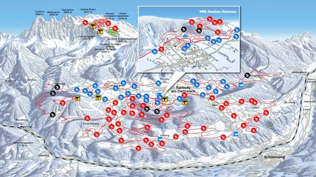 Plan des pistes de ski de fond Ramsau am Dachstein