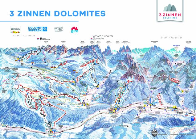 Plan des pistes Holiday region 3 Zinnen Dolomites