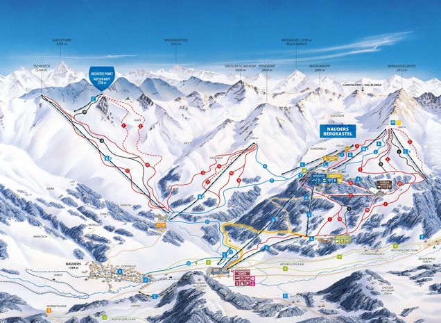 Plan nartostrad Zwei Länder Skiarena