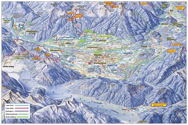 Plan des pistes de ski de fond Reutte