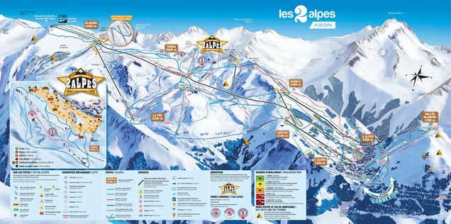 Plano de las pistas Les 2 Alpes