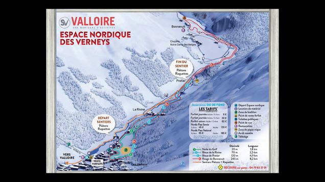 Plano pistas de esquí de fondo Valmeinier