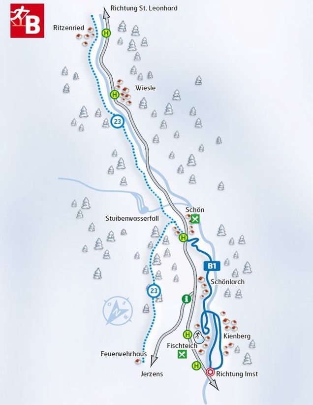 Harta pârtiilor schi fond Jerzens