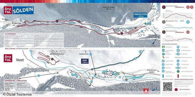 Plan des pistes de ski de fond Vent