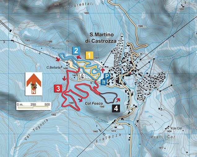 Plan des pistes de ski de fond San Martino di Castrozza