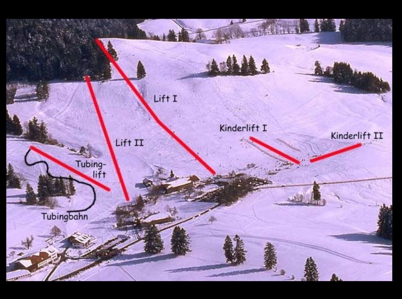 Pistenplan / Karte Skigebiet Hopfen am See, Deutschland