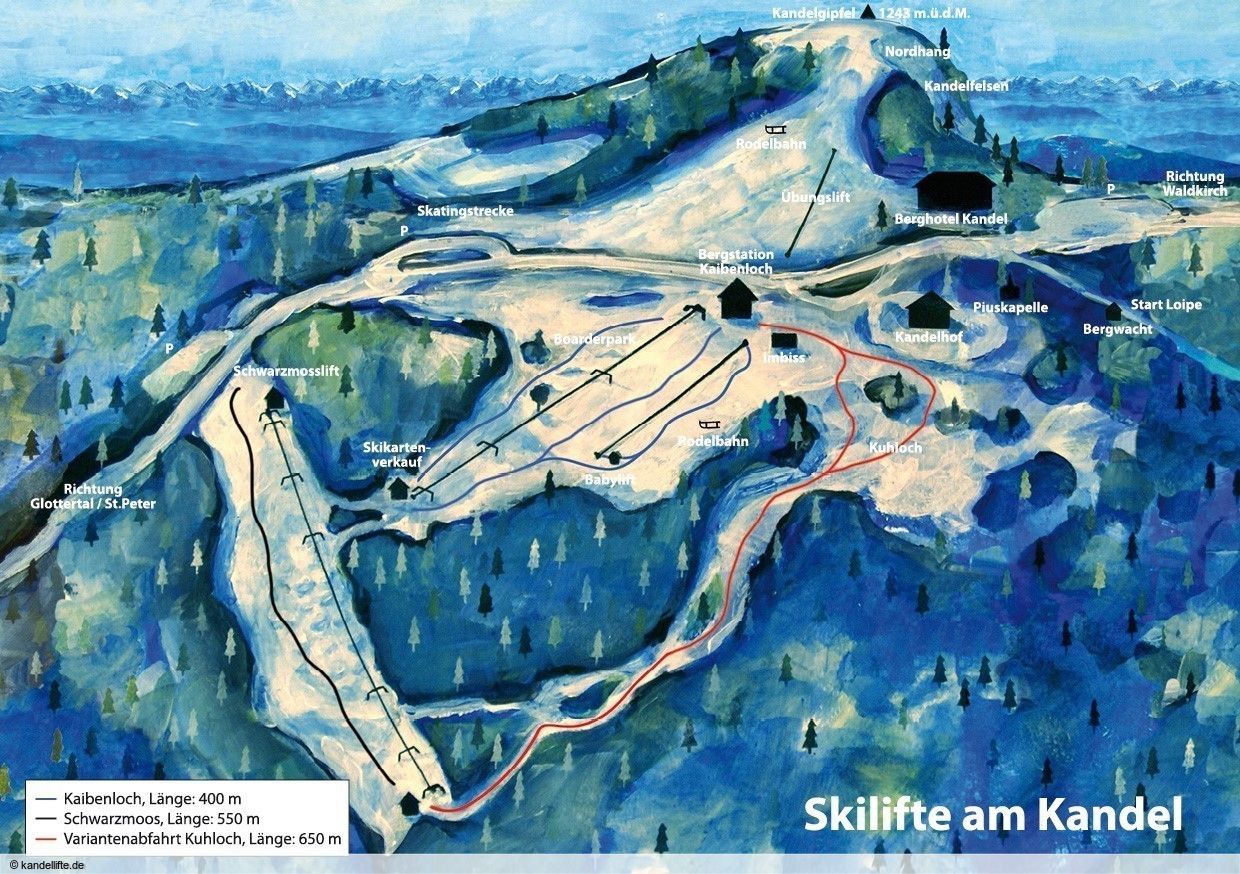 Pistenplan / Karte Skigebiet Glottertal, 