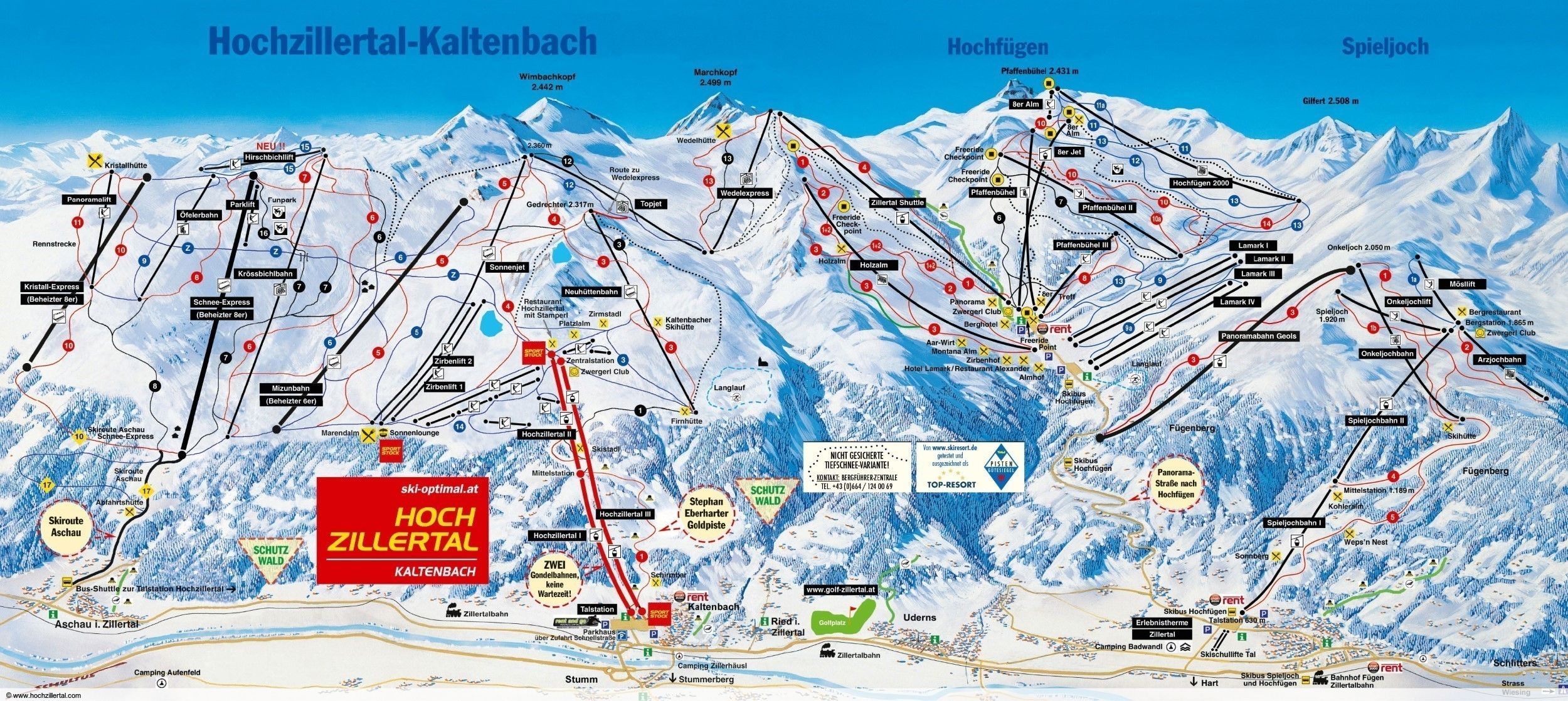 Pistenplan / Karte Skigebiet Stans, Österreich