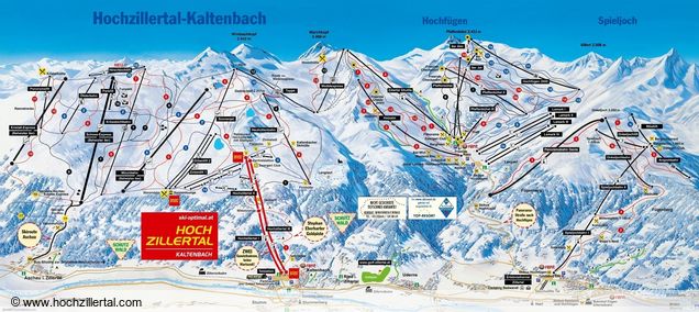 Hartă a pârtiilor Hochzillertal-Hochfügen/Spieljoch