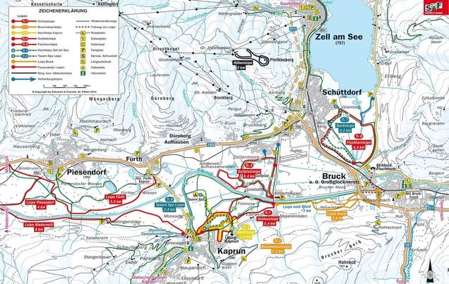 Mapa běžeckých stop Kaprun