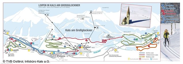 Plano pistas de esquí de fondo Kals am Großglockner