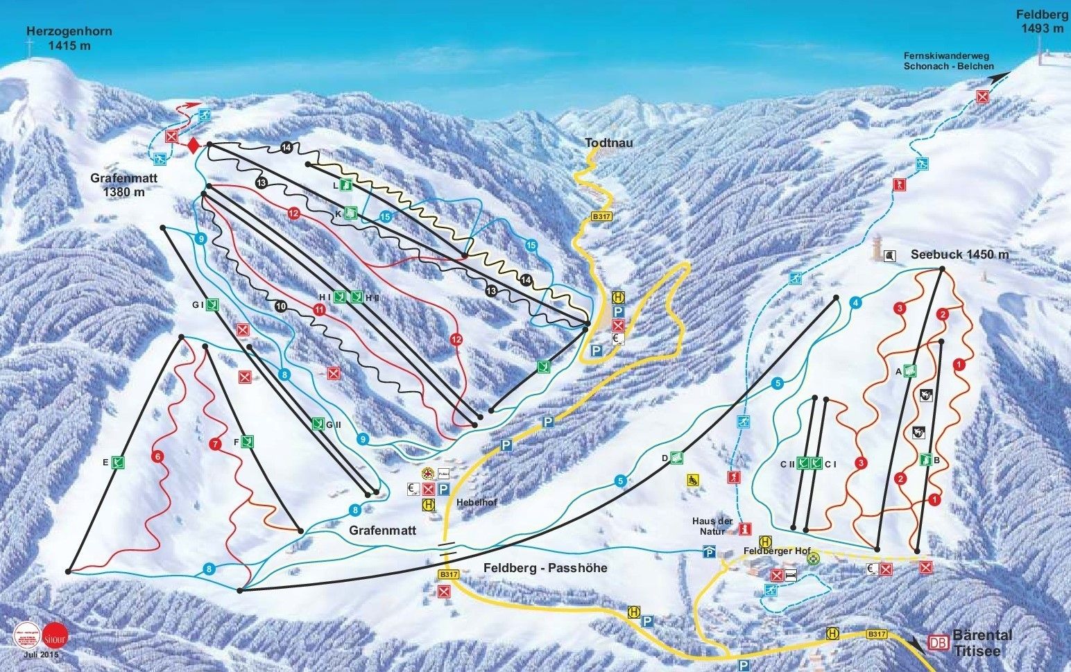 Pistenplan / Karte Skigebiet Lauterbach, Deutschland