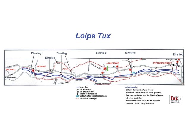 Plan des pistes de ski de fond Tux