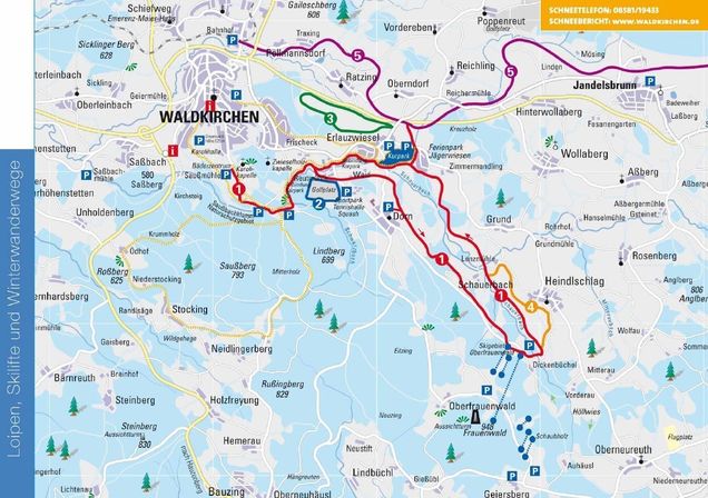 Plan des pistes de ski de fond Waldkirchen