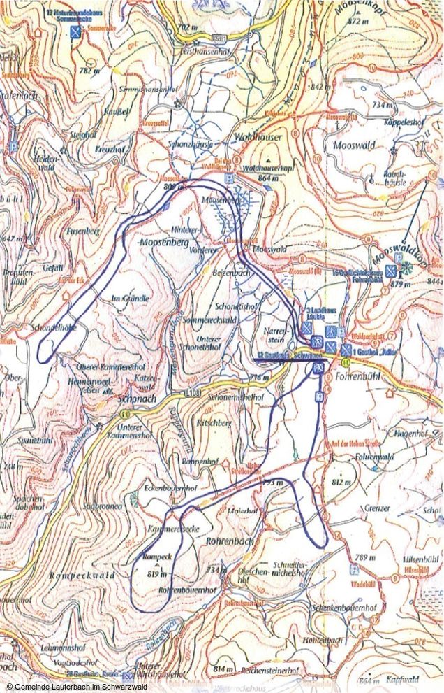 Plan des pistes de ski de fond Lauterbach