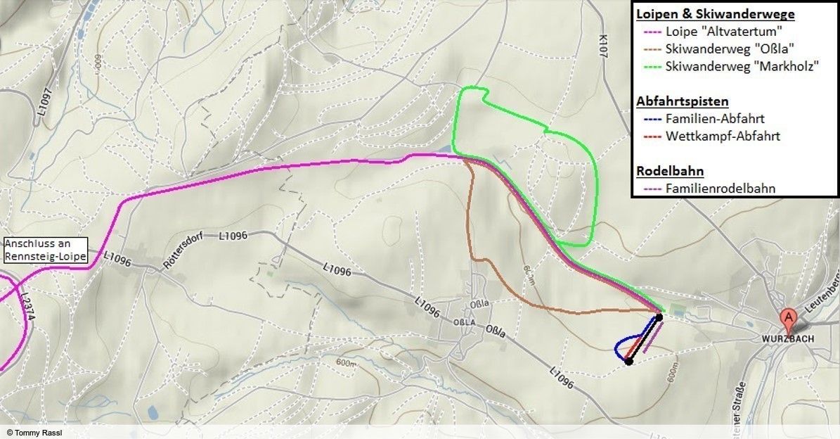 Pistenplan / Karte Skigebiet Wurzbach, Deutschland