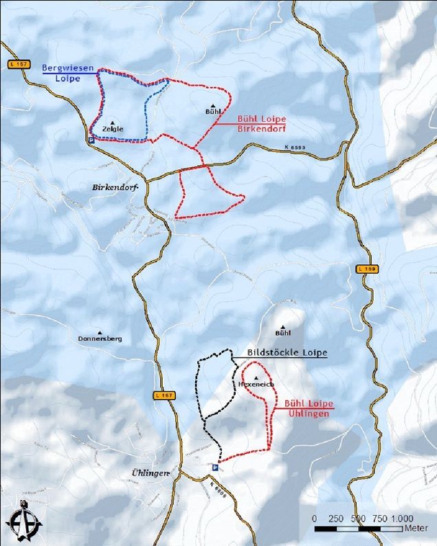 Plan des pistes de ski de fond Ühlingen-Birkendorf