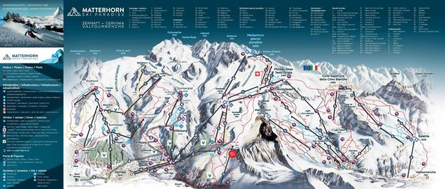 Mapa sjezdovek Zermatt - Breuil-Cervinia - Valtournenche