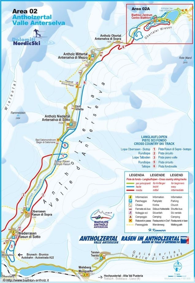 Plan des pistes de ski de fond Rasun 