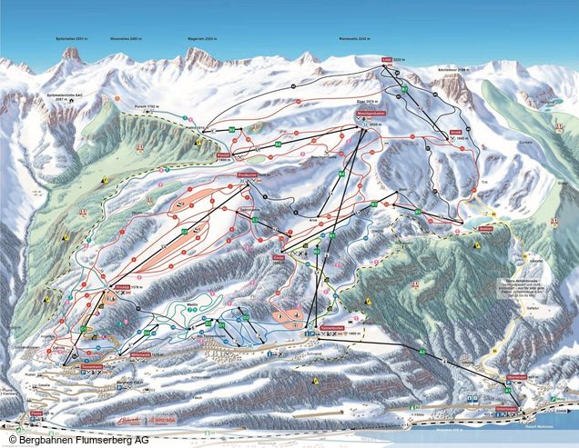 Pistenplan / Karte Skigebiet Murg, Schweiz