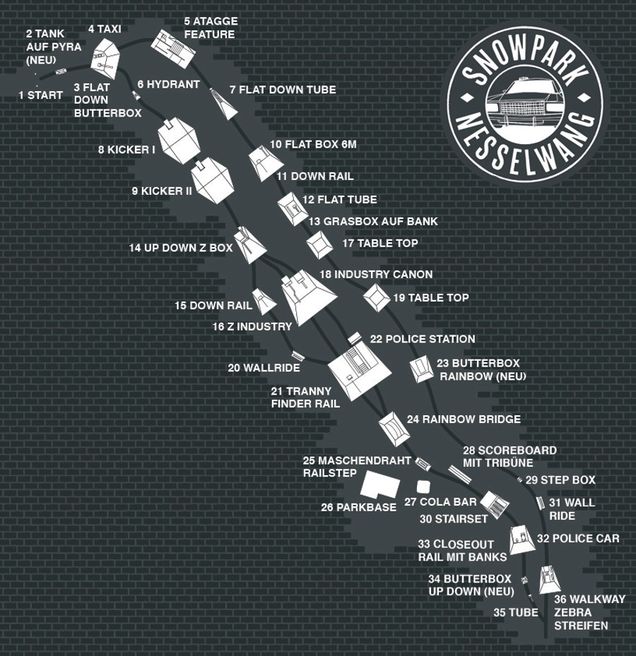 Snow park map Halblech-Buching