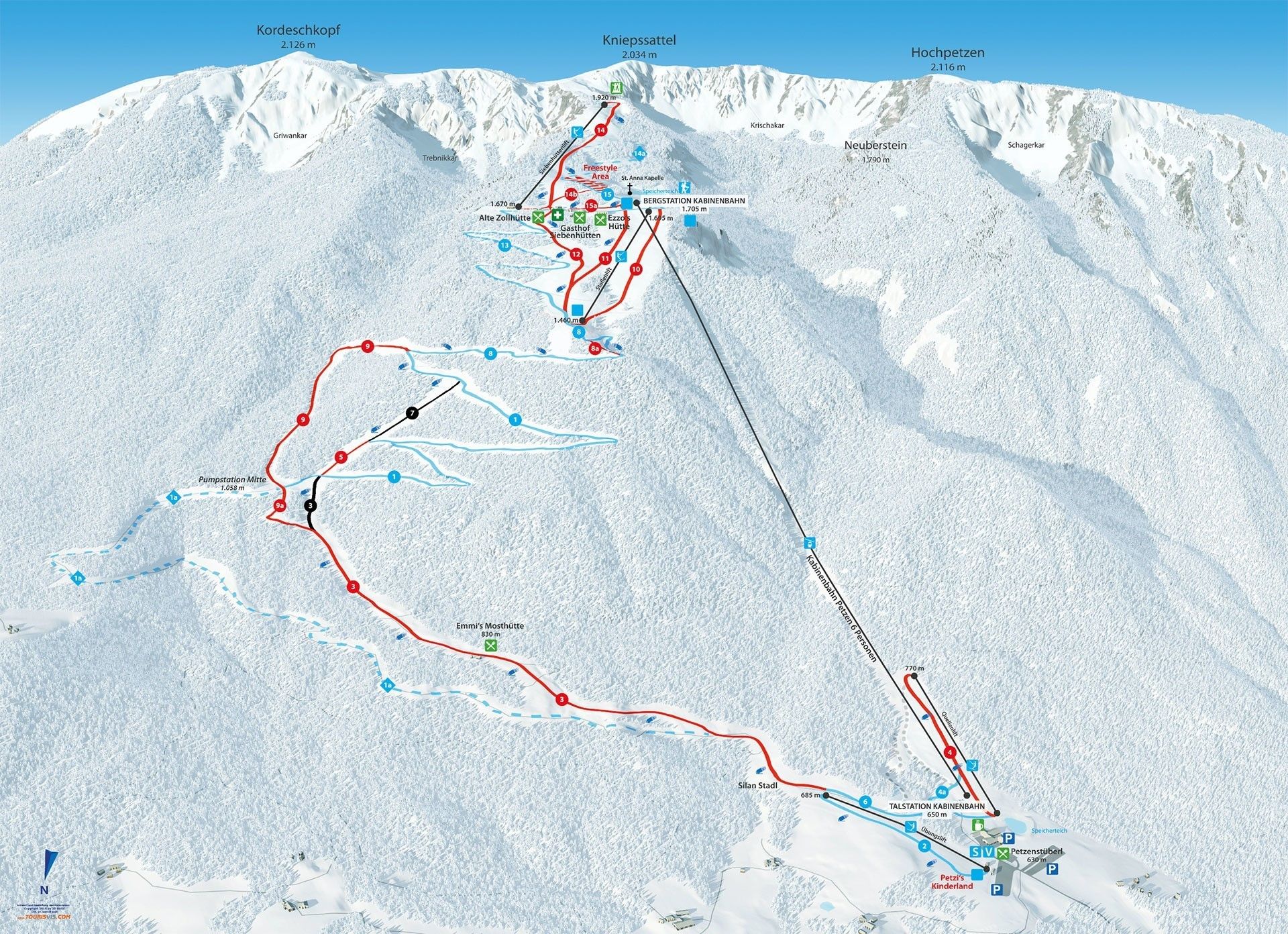 Pistenplan / Karte Skigebiet Bleiburg, Österreich