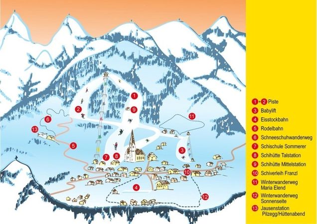 Pistenplan / Karte Skigebiet Embach, Österreich