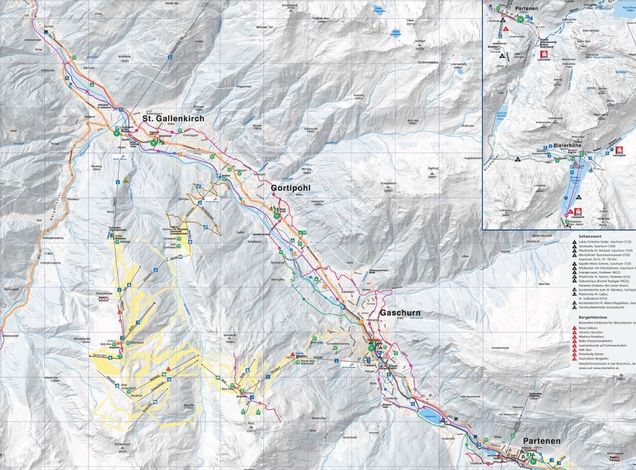 Piantina con piste di sci di fondo Gaschurn