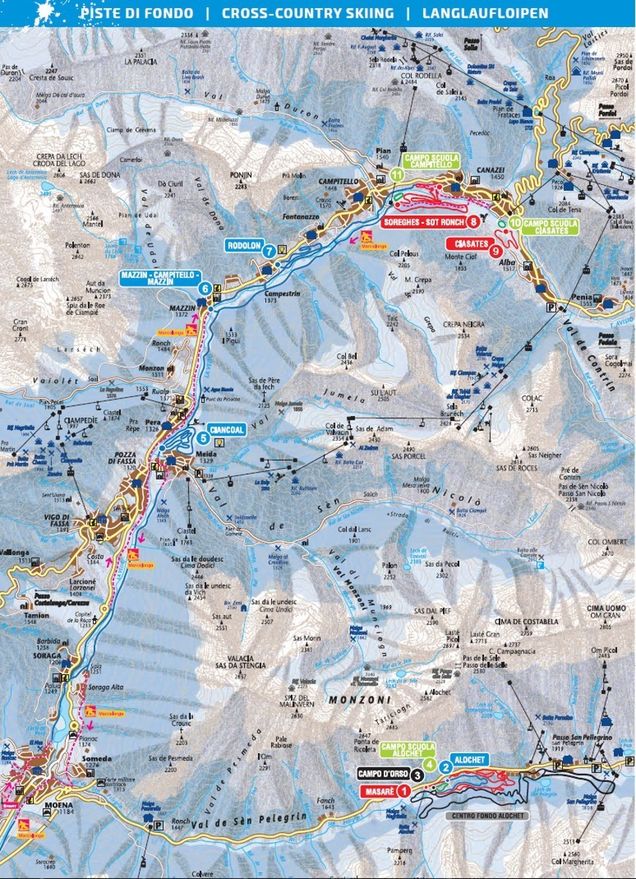 Mapa běžeckých stop Pozza