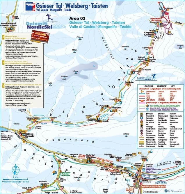 Plan des pistes de ski de fond Brunico