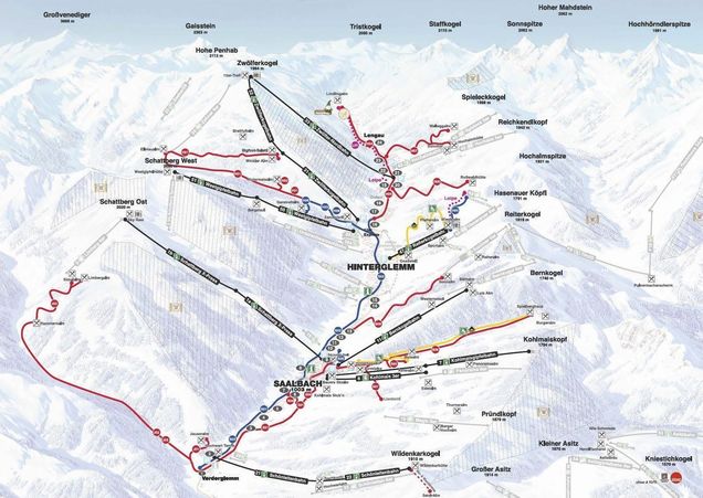 Mapa běžeckých stop Saalbach