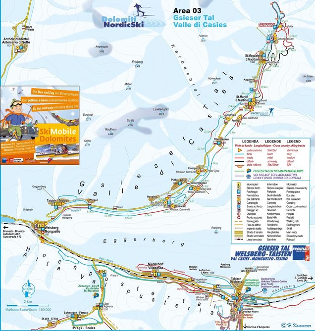 Plan des pistes de ski de fond San Martino in Badia