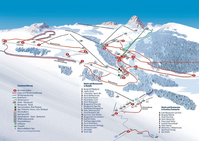 Plan des pistes de ski de fond Damüls