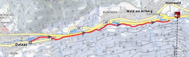 Plan tras biegowych Dalaas am Arlberg