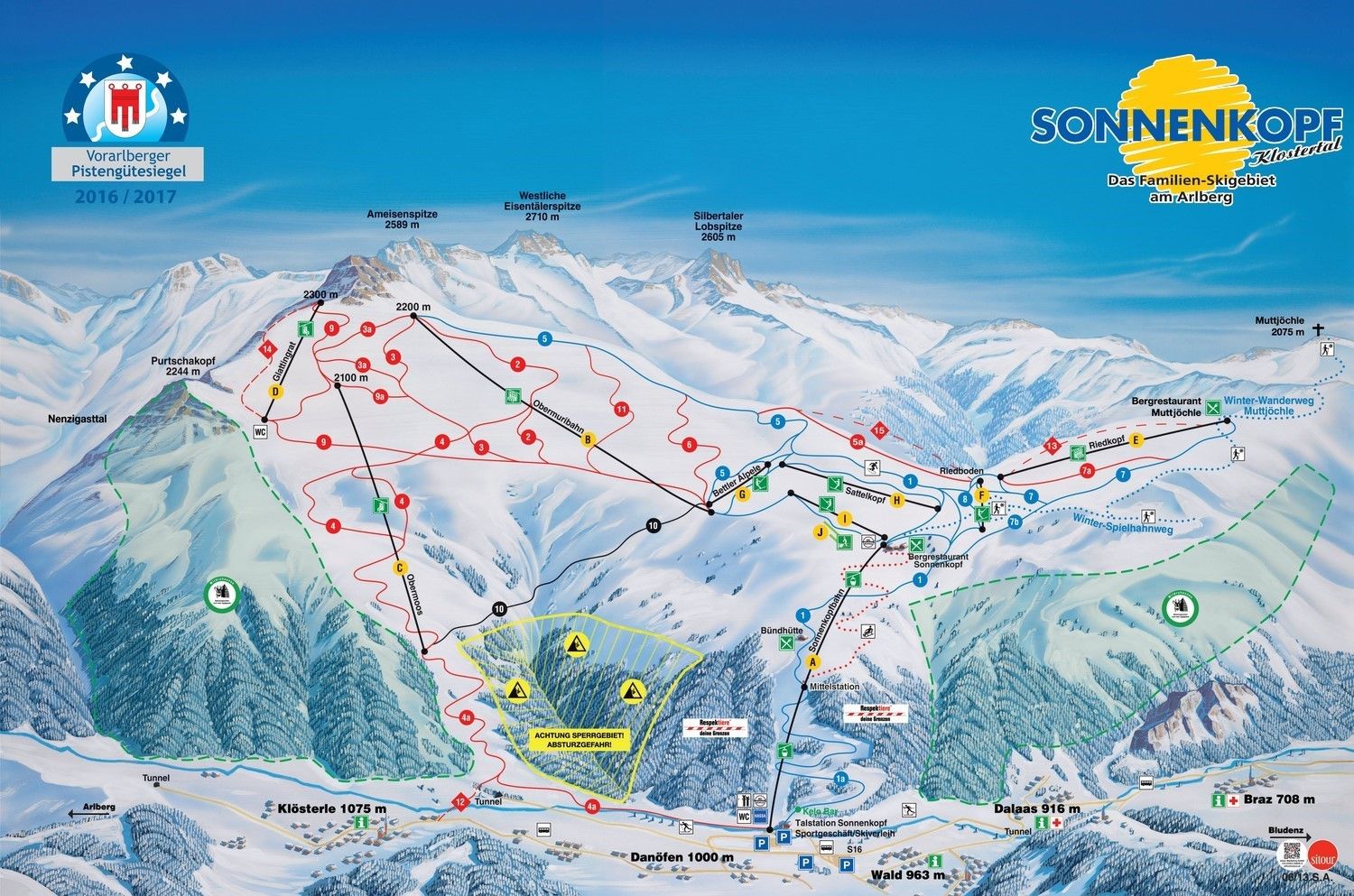 Pistenplan / Karte Skigebiet Dalaas am Arlberg, Österreich
