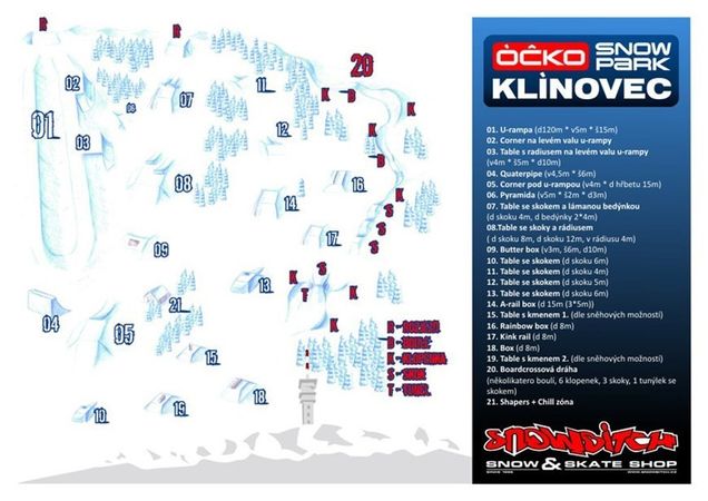 Plan du snowpark InterSkiregion Fichtelberg/Klínovec