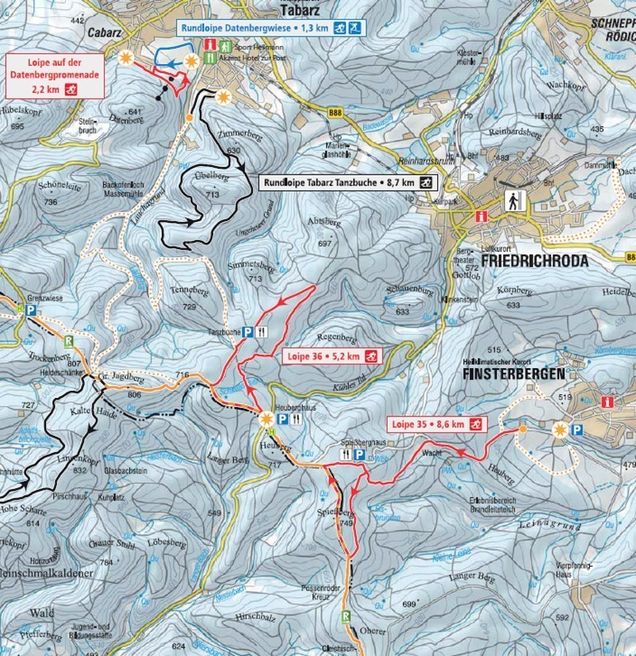 Plan des pistes de ski de fond Friedrichroda