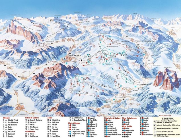 Pistenplan / Karte Skigebiet Alleghe, Italien