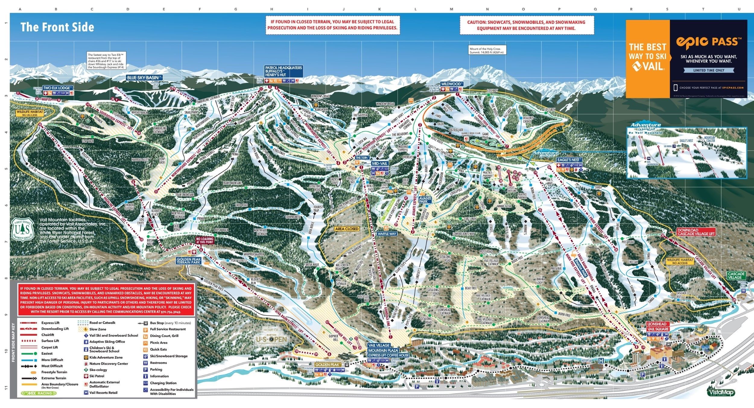 Pistenplan / Karte Skigebiet Vail/Beaver Creek, USA