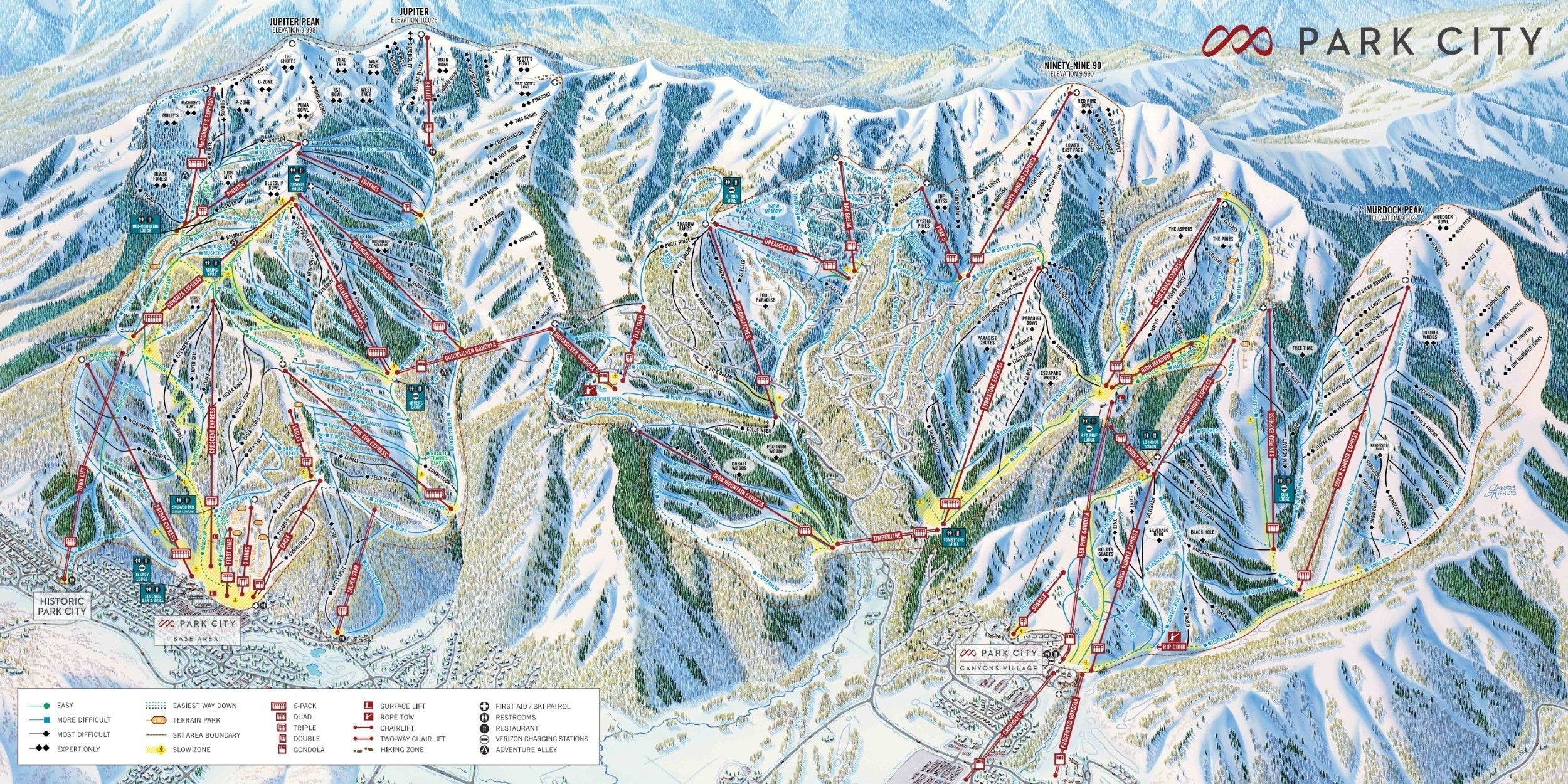 Pistenplan / Karte Skigebiet Park City, USA