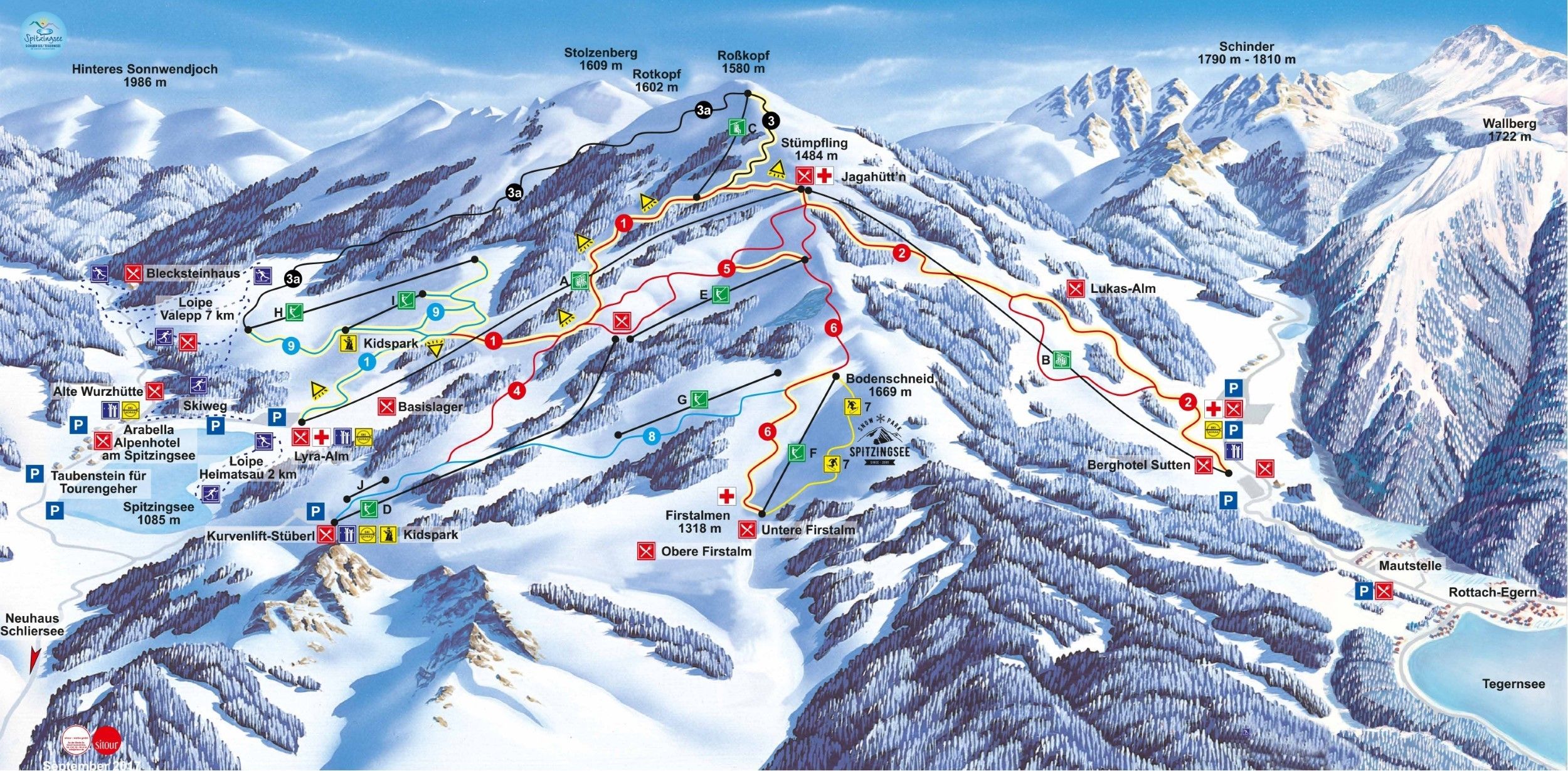 Pistenplan / Karte Skigebiet Schliersee, Deutschland