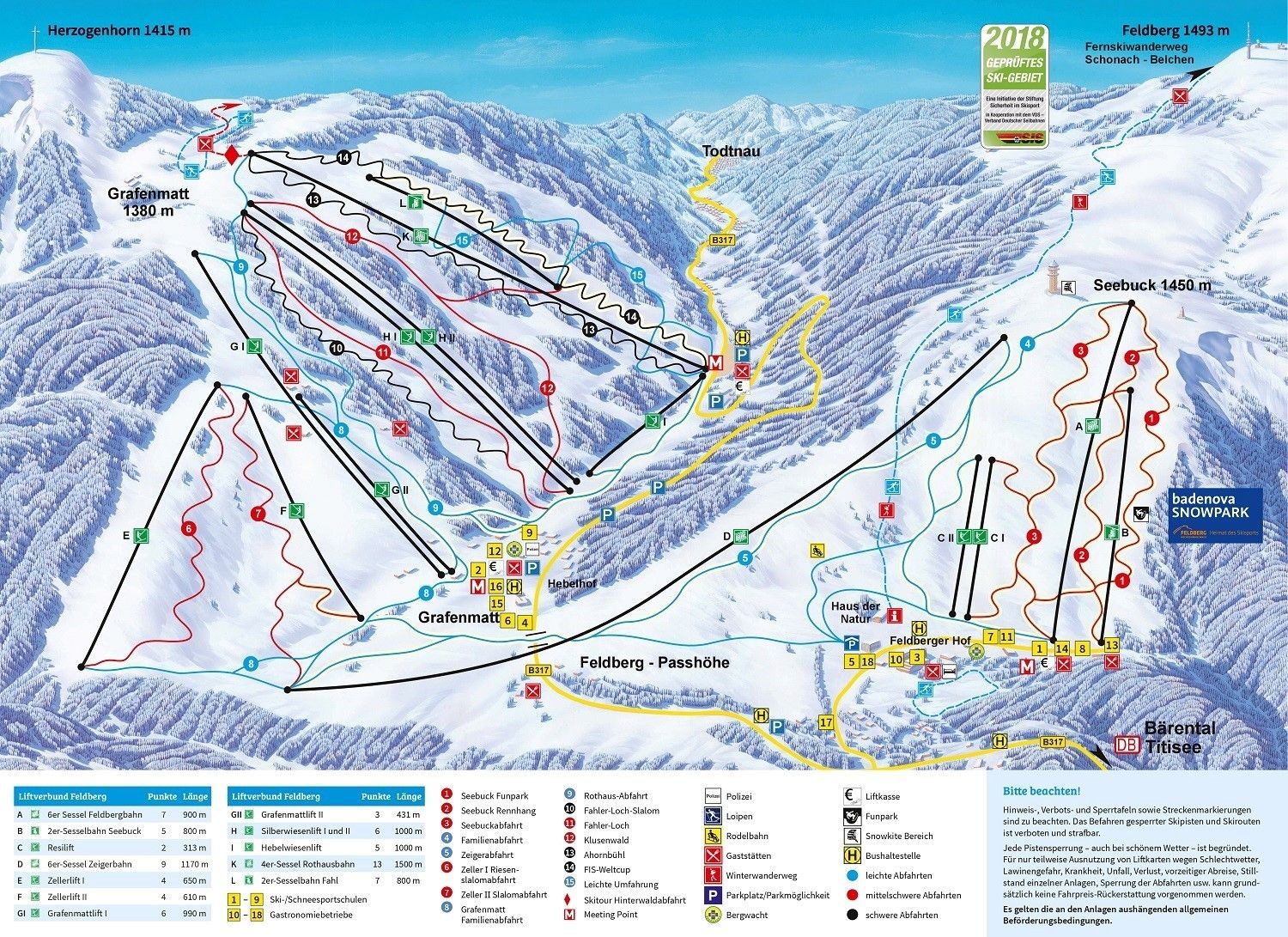 Pistenplan / Karte Skigebiet Todtmoos, Deutschland