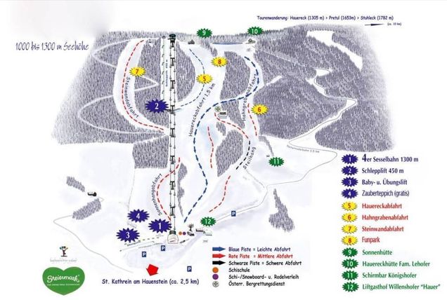 Pistenplan / Karte Skigebiet Alpl, Österreich