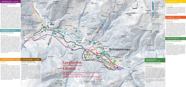 Plan des pistes de ski de fond Au