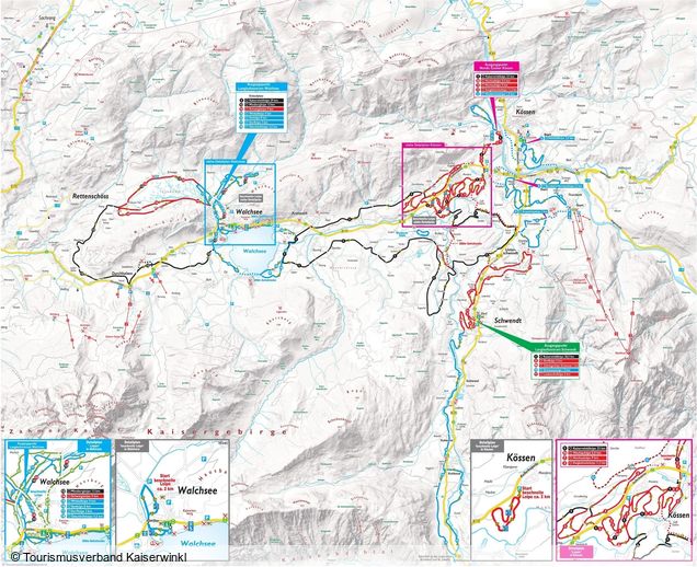 Piantina con piste di sci di fondo Kössen