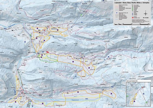 Plan des pistes de ski de fond Bezau